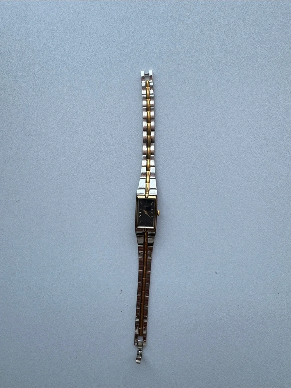 Seiko Two-Tone Gold and Black Rectangular Dress Watch Needs Battery